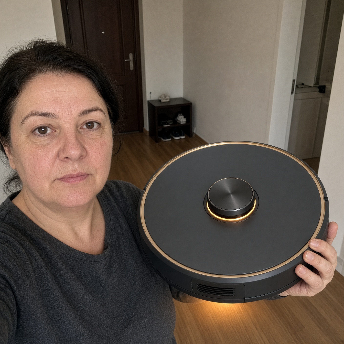 Elena M. cu robotul aspirator AURUM S7 acasă